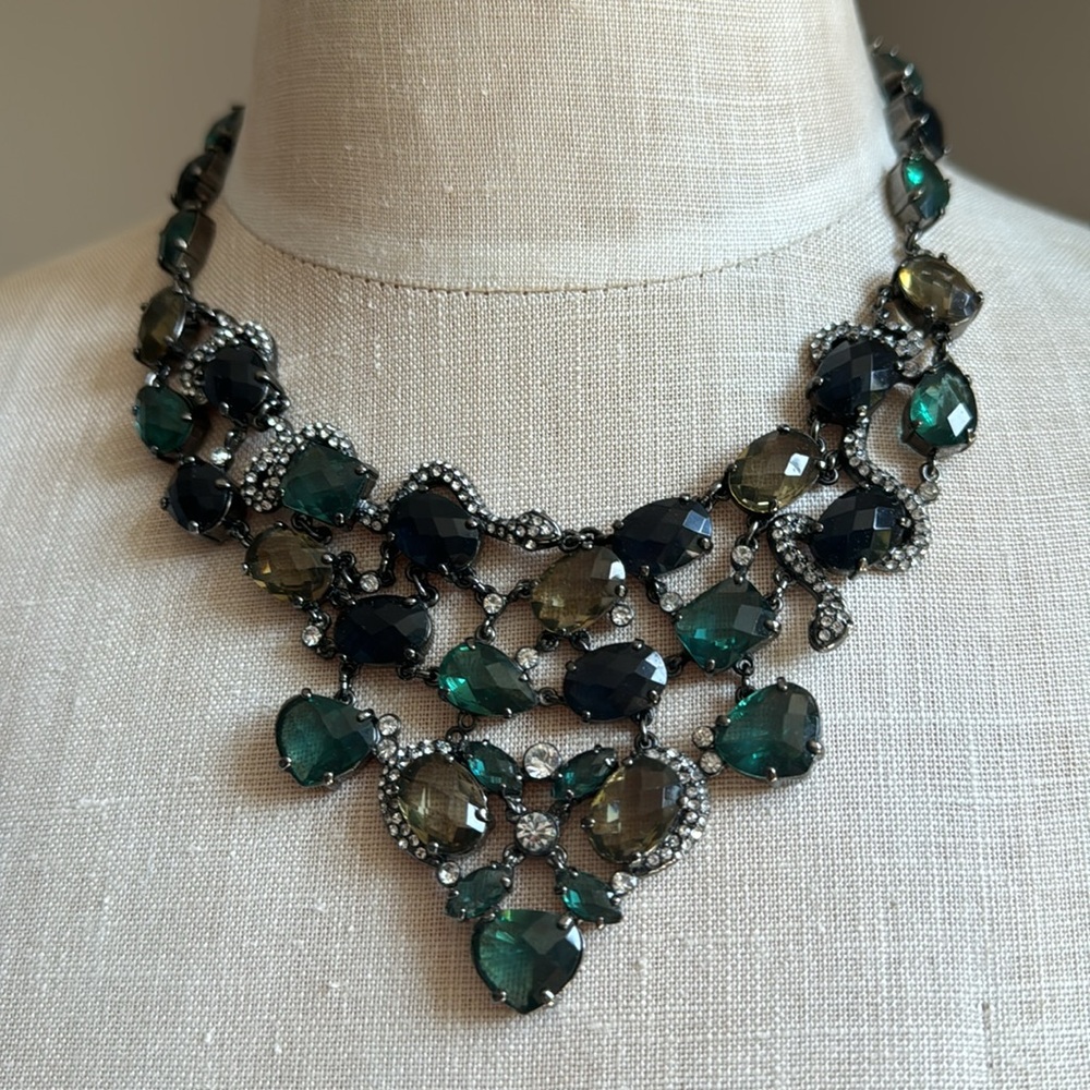 ABS by Allen Schwartz Blue Jewel Bib Necklace set
